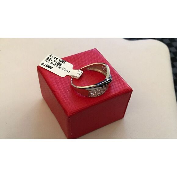 Stunning 1Ct Sim Diamond Crossover Band Ring Sz 9~925 Sterling - Picture 2 of 3